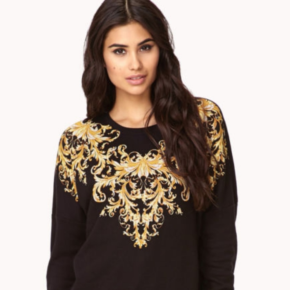 Black sweater w/ gold foilage